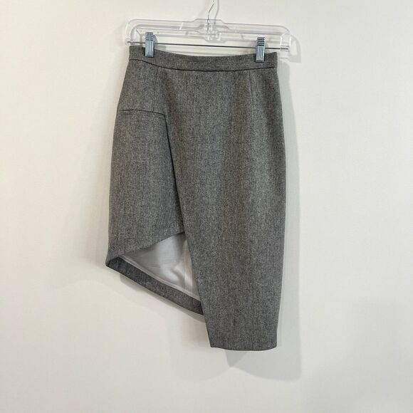 Mugler Paris Asymmetric 100% Wool Mini Pencil Skirt size 36/4 - Picture 1 of 14